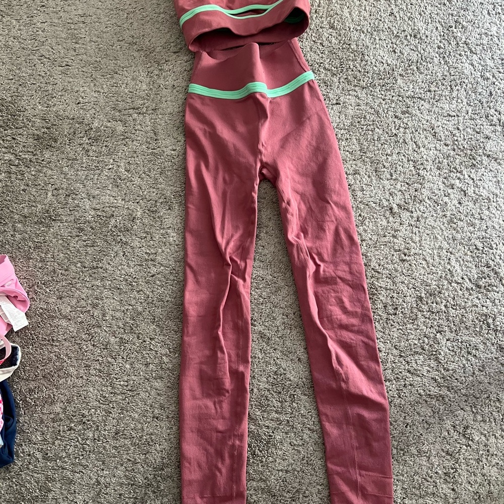Fabletics Pink and Green Leggings Set